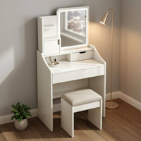 Makeup Table with Storage Shelves Modern Minimalist Style Small Dressing Table Set for Women