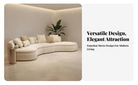 Semicircle Shaped Couch Rounded Corners Curved Sectional Sofa Comfortable Deep Seats Modern Minimalist Sofa for Homeowners, Beauty Salon, Lounge