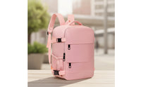 Backpack with Zippered Panel Structured Backpack with Compression Straps Daypack Rectangular Rucksack Padded for Commuters