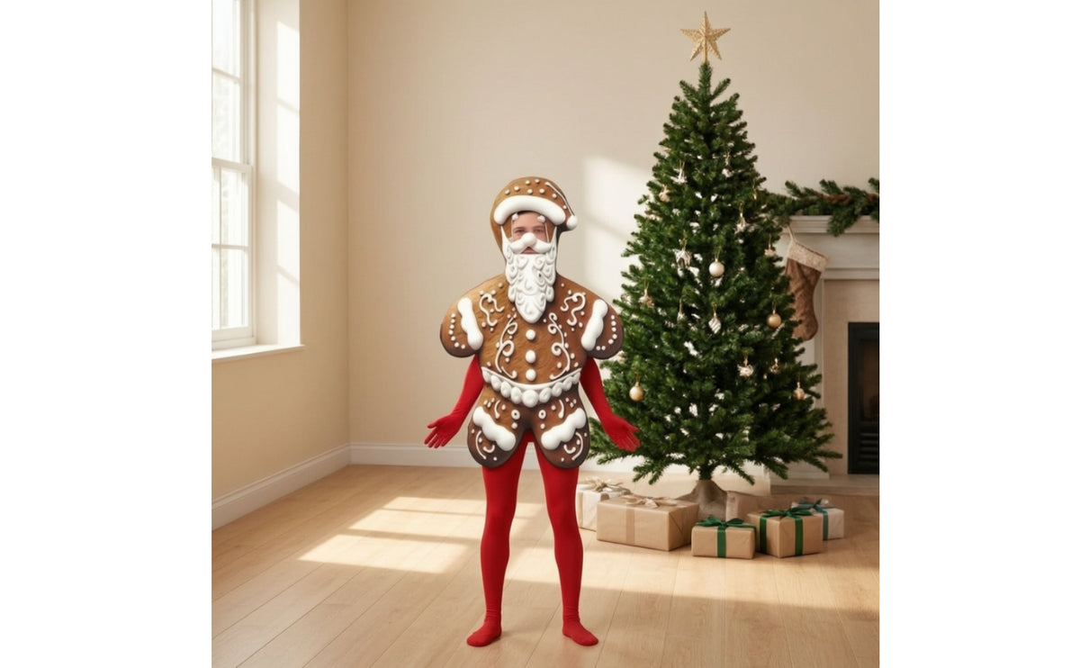 Gingerbread Santa Costume Festive Gingerbread Man Costume with Leggings Novelty Christmas Character Outfit for Stage Performances