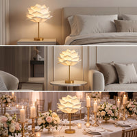 Decorative Lamp with Flower Shade Ambient Petal Table Lamp Soft Light Romantic for Bedroom, Dorm Room, Reading Corner