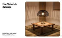 Paper Cord Hanging Shade Natural Texture Woven Hanging Lamp Shade Handmade Rattan Look Lampshade Warm Ambiance for Dining Room