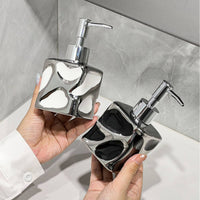 Ceramic Soap Dispenser Square Countertop Dispenser with Silver Toned Pump Glossy for Washroom