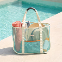 Lightweight Beach Tote with Zip Pocket Spacious Mesh Beach Tote Transparent Breathable for Pool