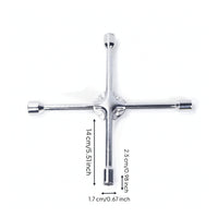 Cross-Shaped Socket Wrench  Knurled Lug Wrench with Four Socket Sizes Resistant Tire Iron for Mechanics