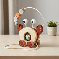 Fine Movement Skills Wooden Crab Pull Toy Hand-Eye Coordination Crab Bead Maze Toy Sensory Development Wooden Bead Maze Educational for Playroom