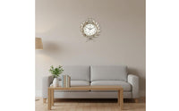 Leafy Wreath Noiseless Quartz Wall Timepiece Non-Ticking Ornate Wall Timepiece Vintage Design Time Display Easy to Hang