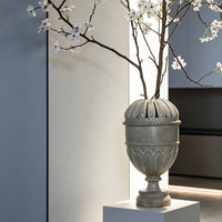 French Style Flower Urn Antiqued Finish Vintage Urn Vase Artistic Accent Piece Tabletop Ornament for Entryway, Restaurant