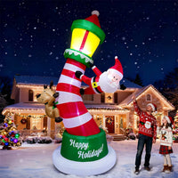 Inflatable with Santa and Reindeer Lighted Inflatable Yard Decor Festive Christmas Inflatable with Santa for Lawn, Garden