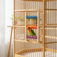 Natural Wood Bird Ladder Straight Bird Cage Ladder Hanging Textured for Small Birds, Parrots, Play Area