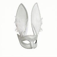 Hare Face Covering with Feathers Glittery Hare Face Covering with Long Ears Universal Fit for Cosplayers, Cosplay