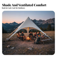 Long-Lasting 900D Material Multipoint Star Tent Large Capacity Outdoor Shelter Waterproof Event Canopy Water Resistant for Campground Owners, Businesses, Campsites, Camping, Resorts, Tourist Attractions