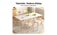 robust Wood Frame Rock Slab Table with Upholstered Chairs Light Luxury design Table and 6 Chairs set Sintered Stone table surface Dining Room Set Modern Minimalist Design for Families, Homeowners, Adults, Kitchen, Entertaining Guests, Apartment, Home