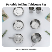 8 Pieces Compact 8 Piece Camping Cookware Set Lightweight Camping Cookware Set Long-Lasting for Campers, Families, Hiking, Travel, Picnic