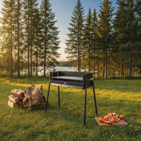 Outdoor Charcoal Grill with Side Shelf Stainless Steel Portable Charcoal Grill Heavy Duty Heat-Resistant for Campers, Tailgaters, Backyard, Camping, Picnics