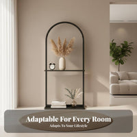Modern Design Drill-Drill-Unobstructed Standing Glass Partition with Shelf Multi-Functional Drill-Drill-Unobstructed Standing Slatted Screen with Bookcase Drill-Drill-Unobstructed Installation Room Divider Easy to Clean for Apartment Dwellers, Homeowners