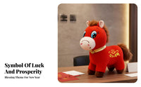 Chinese New Year Horse Stuffed Good Luck Charm Astrological Horse Symbol Doll Meaningful Cultural Home Decor Decoration for Family, Office