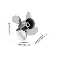 Outboard Propeller with Splined Hub Stainless Steel Four Outboard Propeller Easy to Install