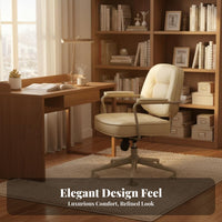 Height Adjustable Upholstered pivot Chair Ergonomic Design Upholstered Rolling Armchair Plush Comfort Office Furniture With Armrests for Students, Remote Workers, Women, Study Room, Bedroom