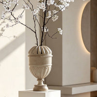 French Style Flower Urn Antiqued Finish Vintage Urn Vase Artistic Accent Piece Tabletop Ornament for Entryway, Restaurant