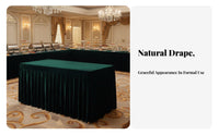 Thickened Material Conference Table Cover Long-Lasting Fitted Velvet Tablecloth Long-Lasting Pleated Table Skirt Soft Feel for Hotel Personnel, Away Ice Managers, Party Hosts