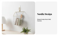 Hanging Wire Basket Nordic Design Wire Wall Basket Sturdy Construction Wire Mesh Hanging Holder for Homeowners, Students, Kitchen, Washroom