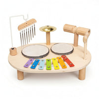 Musical Activity Table Multifunction Toy Drum Set with Xylophone Comprehensive Music Center with Mallets for Young Children, Kids, Playroom