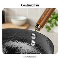 Uncoated Iron Wok Uncoated Flat Bottom Wok Hammered Stir-Fry Pan Versatile Cookware Easy to Clean for Small Families