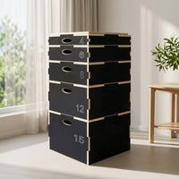 5 Pieces Multi-Height Plyometric Box Space-Saving Stackable Jump Box Heavy-Duty Jumping Exercise Instructor Non-Slip for Athletes, Fitness Enthusiasts, Home Gym