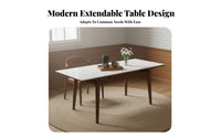 Walnut Color Extendable Rectangular Table Sintered Stone Top Extendable Table Adjustable Length Household Furniture sturdy Wood Frame for Small Apartment Residents, Entertainers, Dining Room, Kitchen, Family Gatherings, Dinner Parties