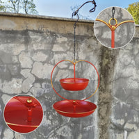 Heart-Shaped Hanging Bird Feeder with Chain Iron Bird Feeder with Two Bowls Two-partBowl Decorative for Gardeners, Garden, Backyard, Patio