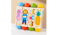 Wooden Twist Cube Sensory Twist Block Puzzle Twisting Cube Compact Picture Matching Toy Lightweight for Toddlers, Travel
