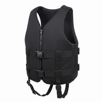 Black Neoprene Life Vest Plastic Buckles Zip Front Life Vest Textured Finish Personal Flotation Device Sturdy Materials for Adults