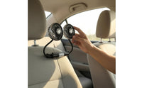 Flexible Tubes twinHead Car Fan Adjustable Heads USB Car Fan 3-Speed Vehicle Gadget