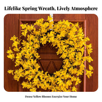 Yellow Forsythia Wreath Versatile Decor Artificial Forsythia Wreath Vivid and Lively Yellow Flower Garland for Gift Recipients, Porch, Patio