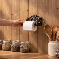Rustic Cast Iron Paper Holder Sturdy Duty Cast Iron Paper Towel Rack Retro Bathroom Tissue Dispenser for Hotel