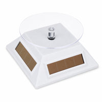 Display Stand with Solar Panels 360 Degree Solar Display Turntable Clear Top Compact for Jewelers, Jewelry Store, Retail Window