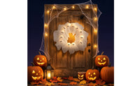 Light-up Ghost Wreath Spooky Halloween Wreath with Lights Pre-Lit Hanging Decoration Indoor Outdoor for Window