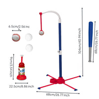 Children's Baseball Set 3-in-Ground-Based-Standing Launcher Set Red and Blue Hitting Tee Stand