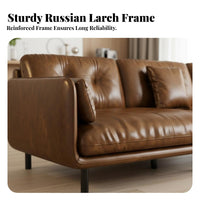Straight-Line Leather Settee Italian Minimalist aesthetic Sofa Retro Design Living Room Furniture for Apartment Dwellers, Homeowners, Home, Study, Bedroom