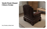 Dark Hardwood Hardwood Living Room Set Intricate Carvings Chinese Design Wooden Sofa Set Deep Seat Cushions Traditional Oriental Living Room Suite