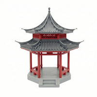 Two-Tier Chinese Pavilion with Pagoda Roof Ornate Pavilion Model Hexagonal Miniature Pagoda Traditional for Collectors