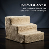 Dog Steps for Bed and Sofa with Non-Slip Surface for Small Portable Pet Stairs with Sturdy Frame and Soft Fleece Cover, Washable