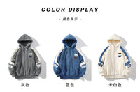青少年羊羔毛绒外套男款冬季加绒厚连帽潮保暖初高中大学生棉衣服