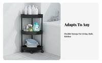 Space-Saving Multi-Tier Rolling Shelf Waterproof Multi-Tier Rolling Utility Trolley Rust-Proof Corner Rack Drainage Holes for Apartment Dwellers, Homeowners, Students, Bathroom, Bedroom, Kitchen, Office