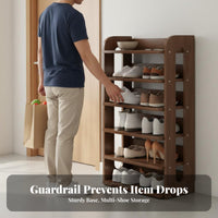 Space-Saving Multi-Tier Shoe Shelf Small Footprint Narrow Wooden Shoe Rack Sturdy Construction Airflow Design for Apartment Dwellers, Homeowners, Entryway, Hallway, Dorm Room, Bedroom
