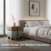 Modern design Rotating Cylinder End Table Minimalist Aesthetic Nightstand Space-Saving Design Bedroom Furniture Multi-Purpose for Apartment Dwellers, Homeowners, kid's Room, Small Spaces, Dormitory, not onice
