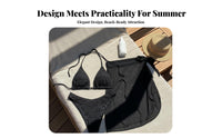3 Pieces 3 Piece Bikini Set Sun Protection Pink Bikini with Mesh Wrap Skirt Breathable Triangle Swimsuit with Cover up for Young Adults, Swimming