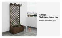 Trellis Planter Box Anti Planter Box with Trellis Carbonized Finish Wooden Climbing Plant Support for Gardeners, Homeowners, Patio, Backyard