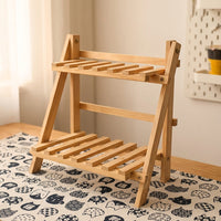 Plant Stand for Garden Decor and Indoor Plant Display, No Assembly 2-Tier Slatted Shelf, Tall Storage Shelf and Pot Stands for Outdoor Plants